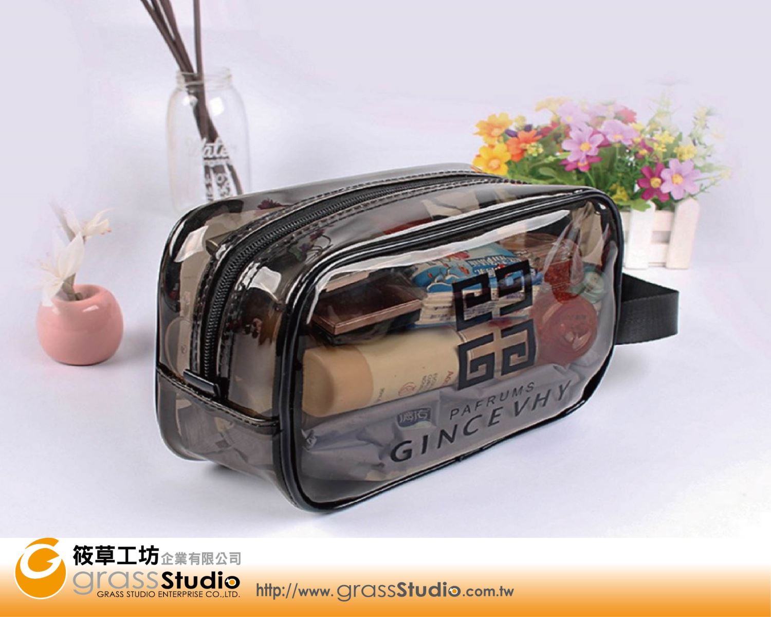 PVC有色透明化妝包